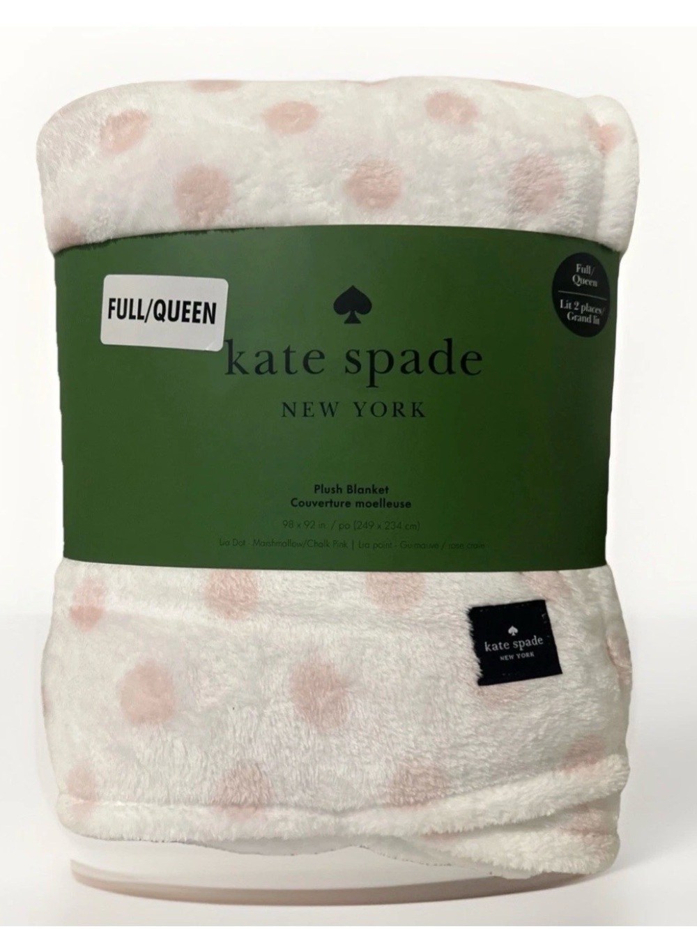 kate spade plush blanket - white and pink